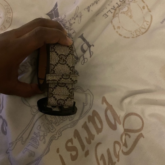 Gucci Black and Tan Monogram Belt - Picture 3 of 5